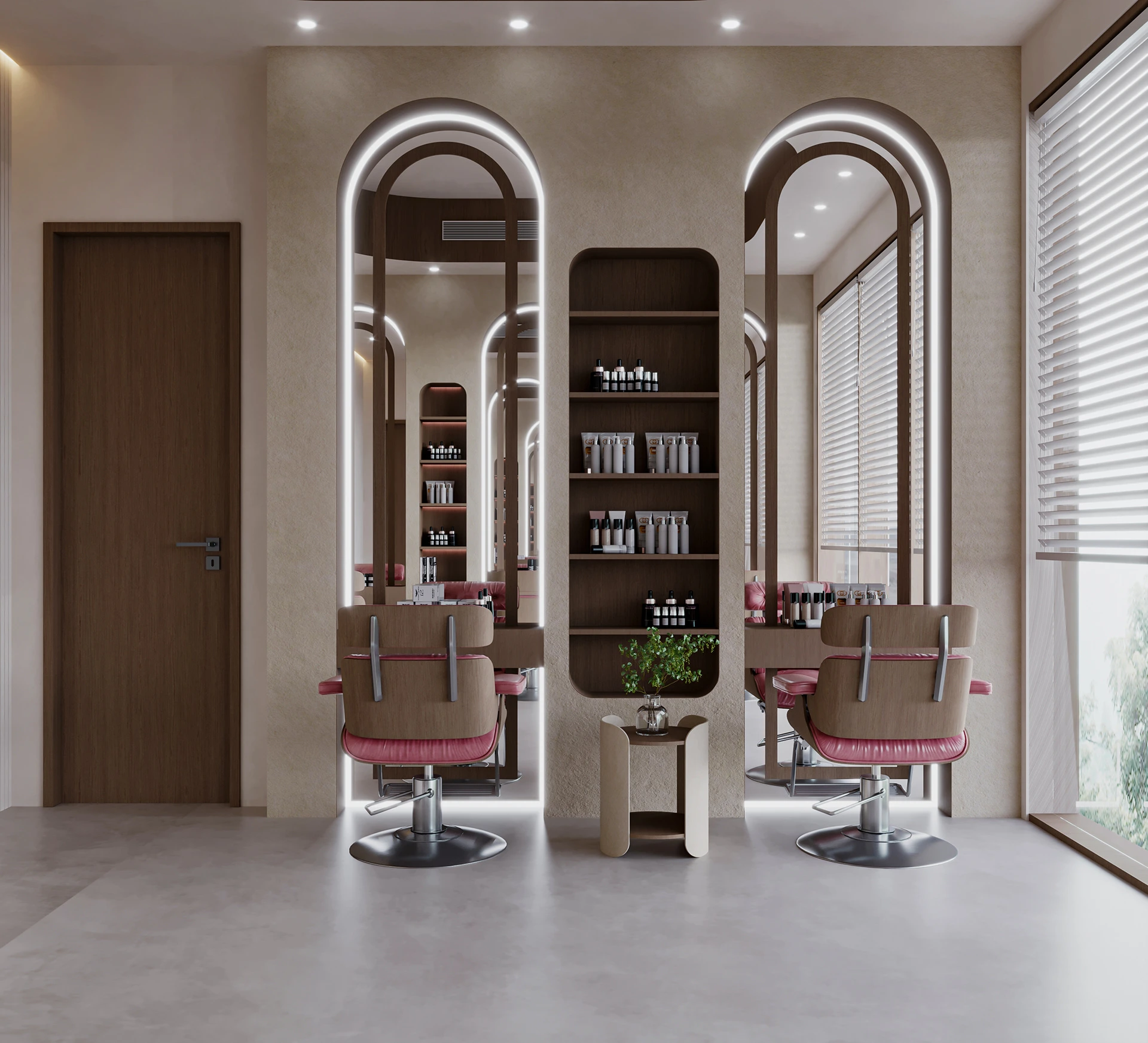 Artistic vibrance in Salon Hair Station Area Interior Design, Dubai, with creative touches.