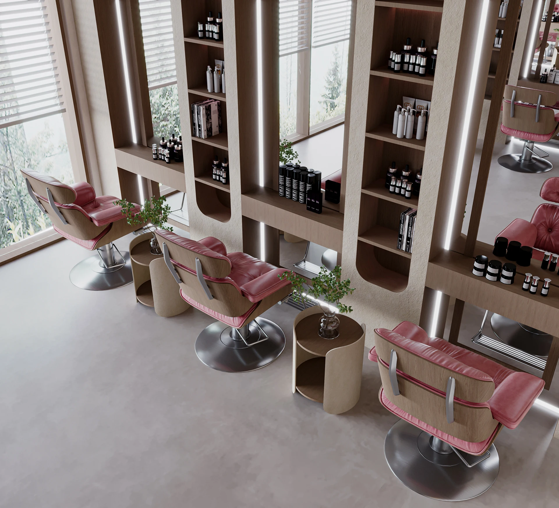 Fusion of global styles in Salon Hair Station Area Interior Design in Dubai.