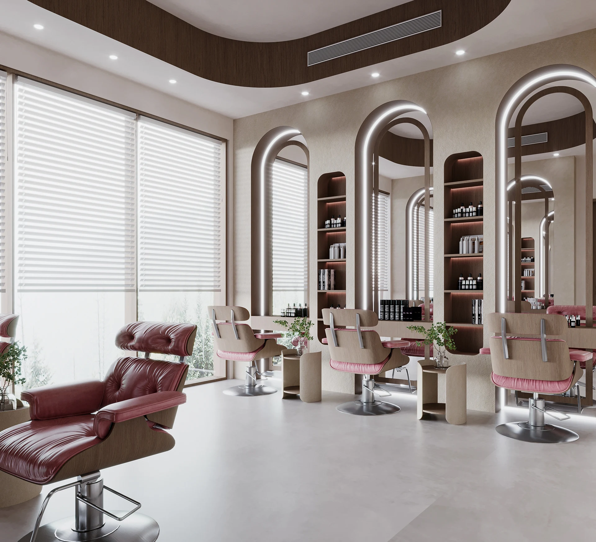 High-end glamour and luxury in Dubai Salon Hair Station Area Interior Design.