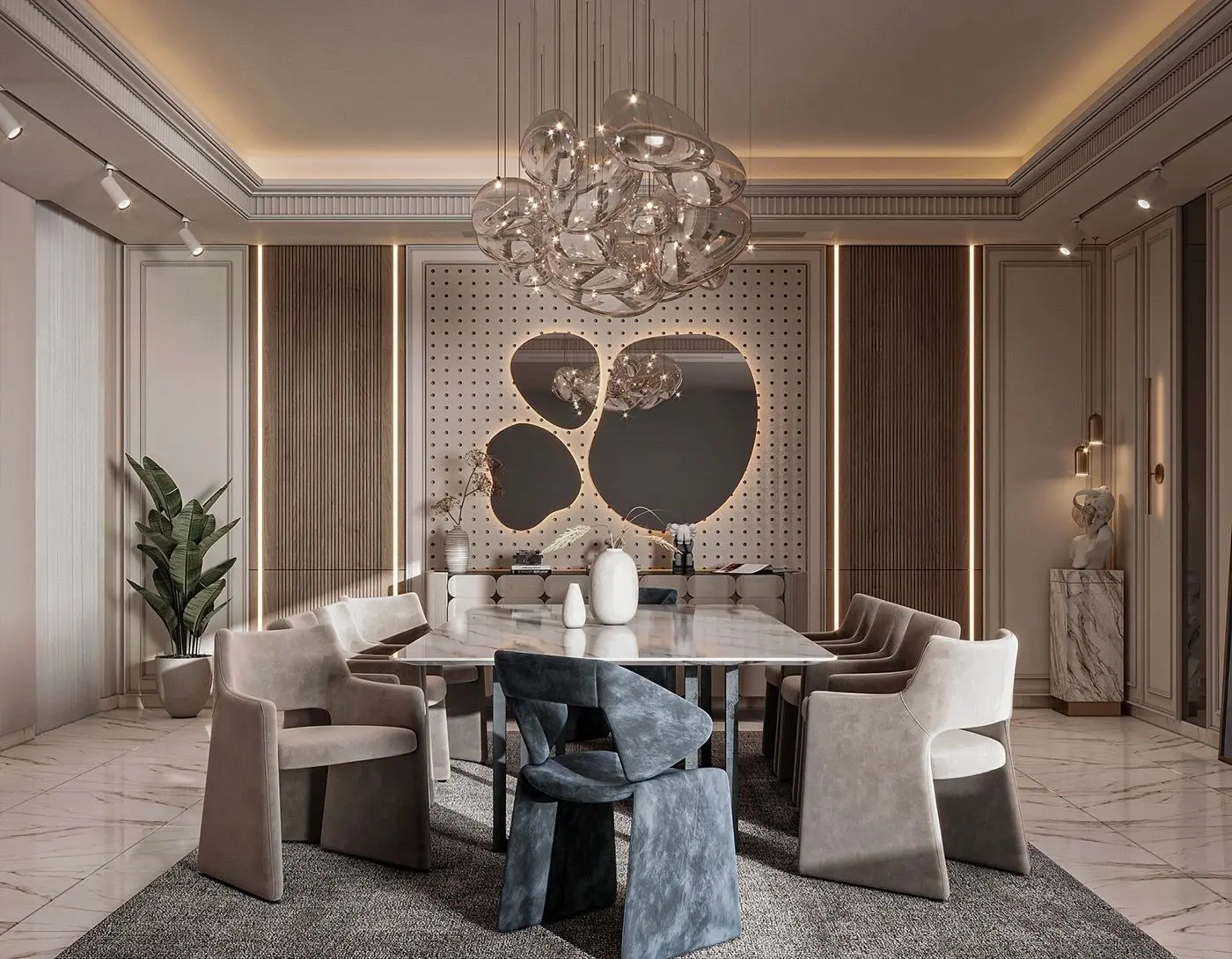 3D rendering visualization of a luxury villa interior design and fitout in Dubai