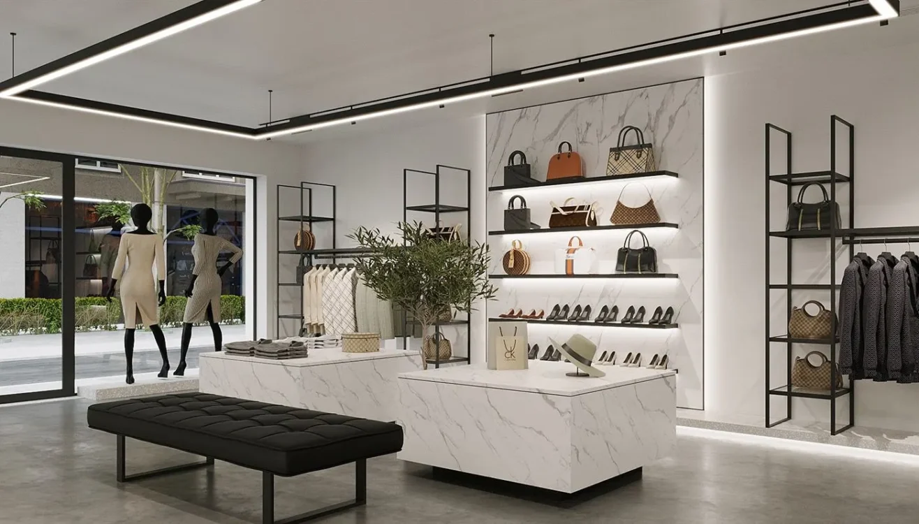 Chic Fashion Shop Interior Design capturing the essence of contemporary style.