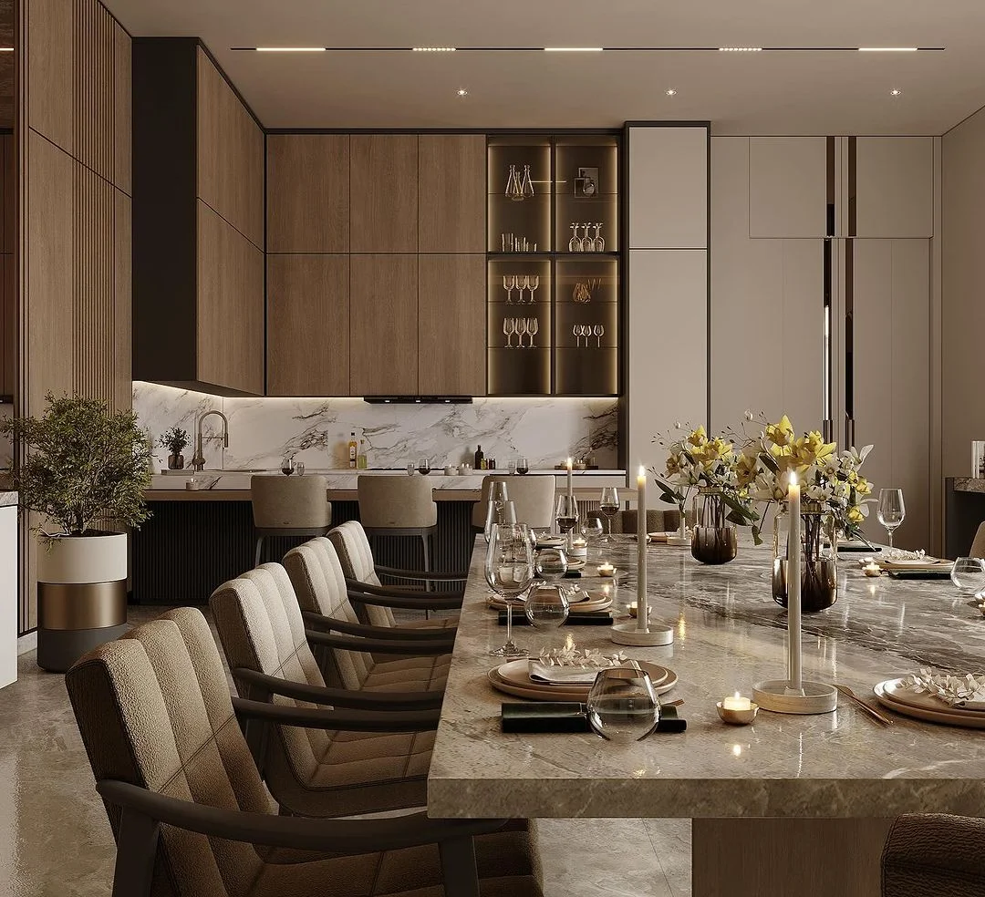 Artistic elegance in Penthouse Dining Room Interior Design, Dubai.