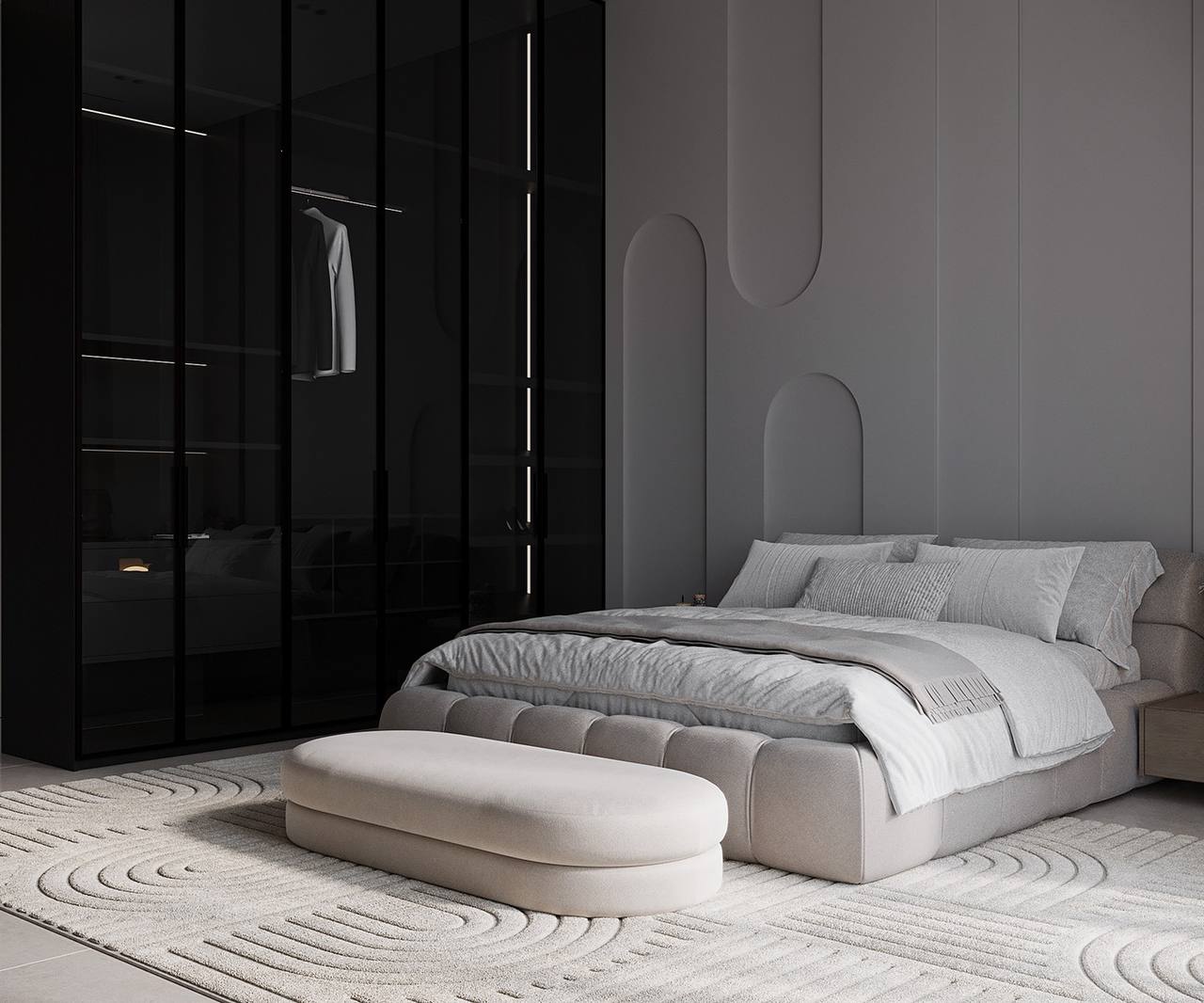 Artistic flair showcased in Apartment Bedroom Interior Design, Dubai.