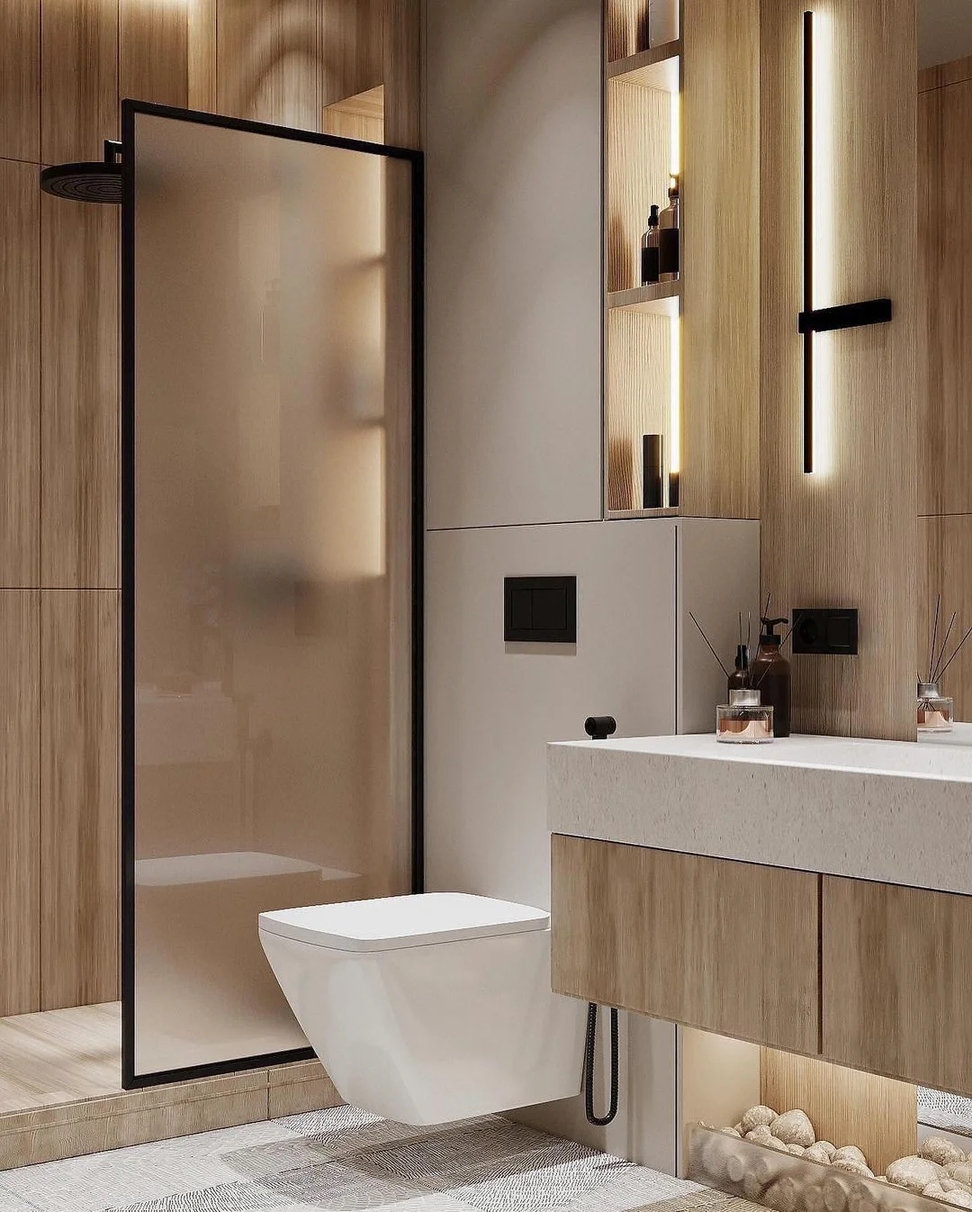 Chic resplendence in Dubai Penthouse Bathroom Interior Design.