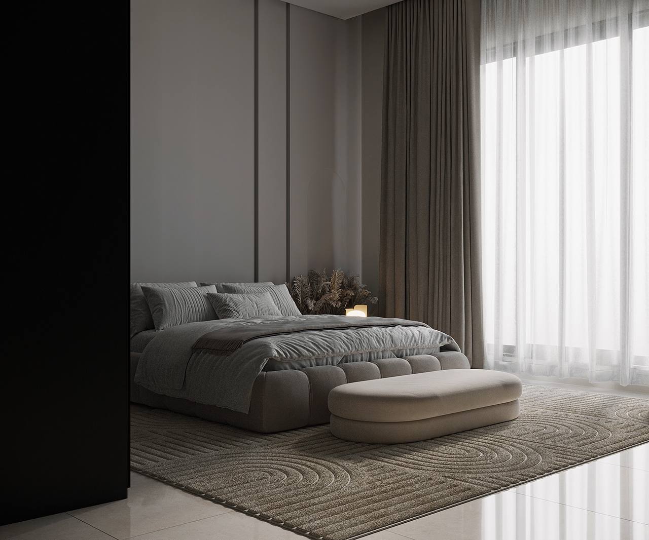 Coastal inspiration in Apartment Bedroom Interior Design, Dubai.