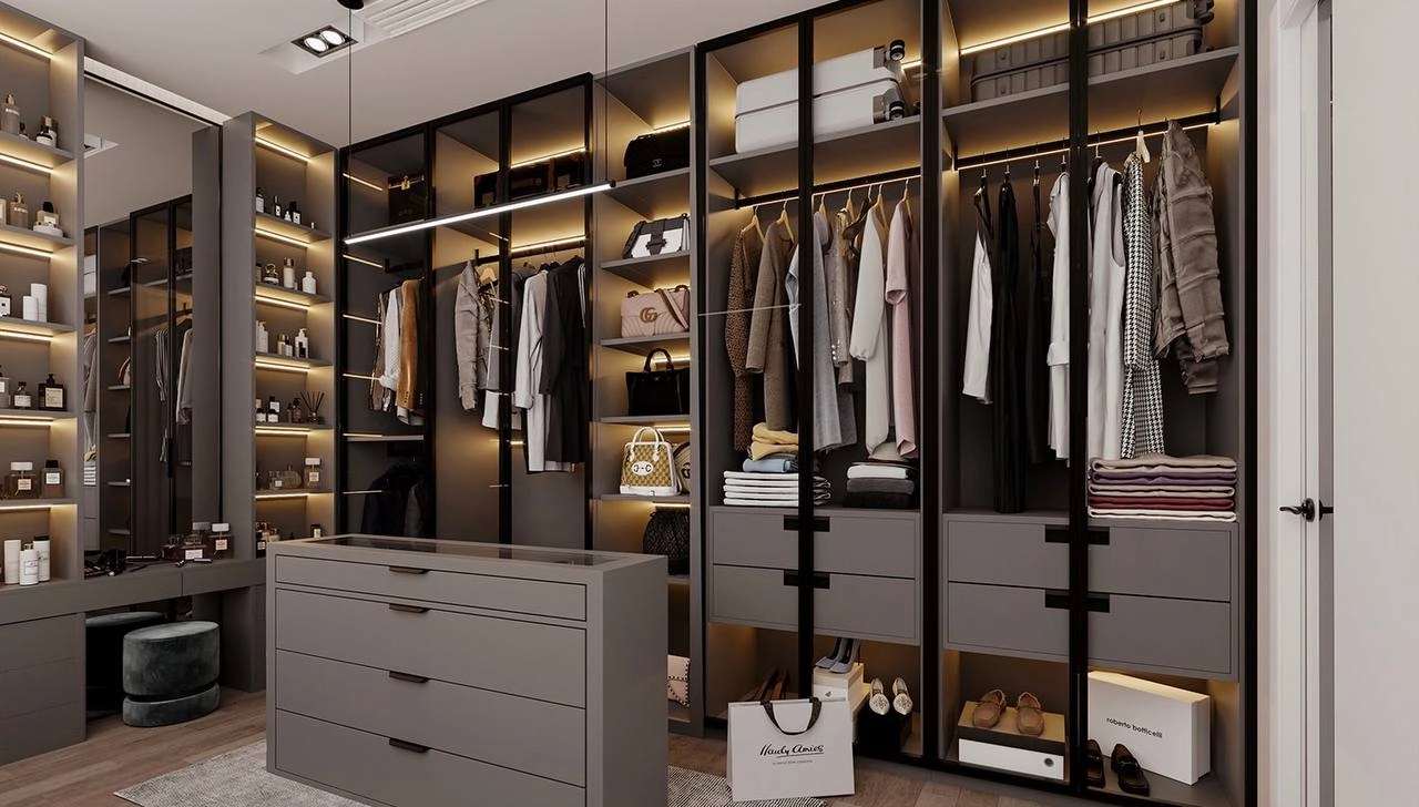 Contemporary charm of Apartment Dressing Room Interior Design in Dubai.