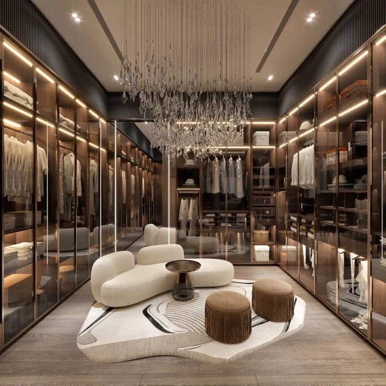 Contemporary luxury in Villa Dressing Room Interior Design in Dubai