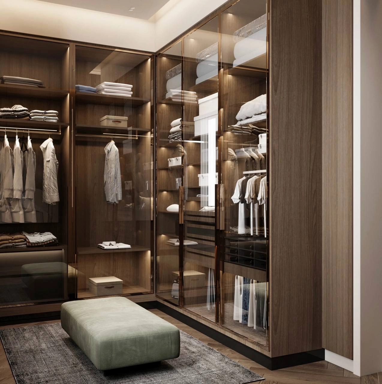 Lavish elegance in Dubai Apartment Dressing Room Interior Design.