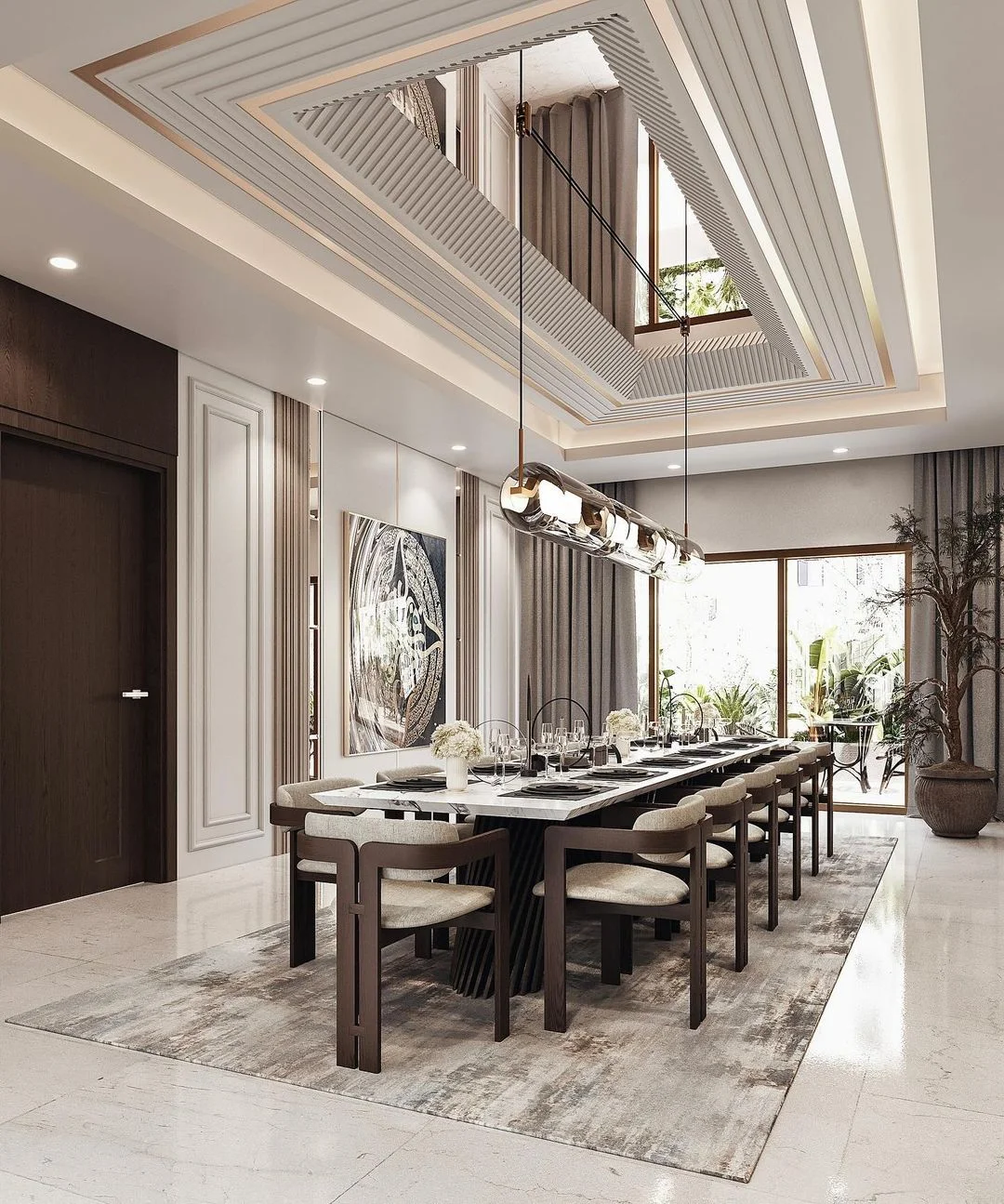 Cosmopolitan charm in Dubai Penthouse Dining Room Interior Design.