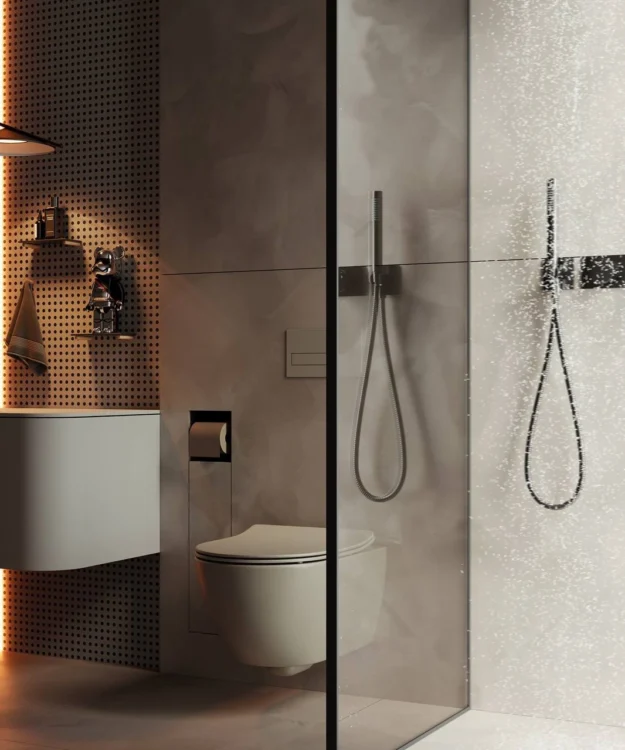 Sophisticated minimalism in Dubai Villa Bathroom Interior Design.