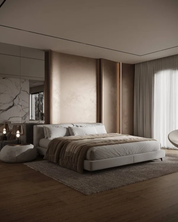 Modern luxury in Dubai Villa Bedroom Interior Design.