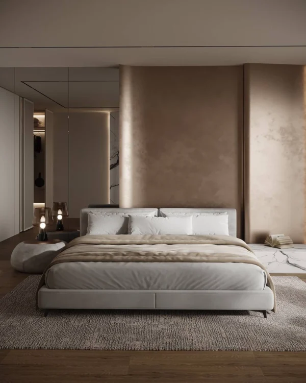 Sophisticated harmony in Dubai Villa Bedroom Interior Design.