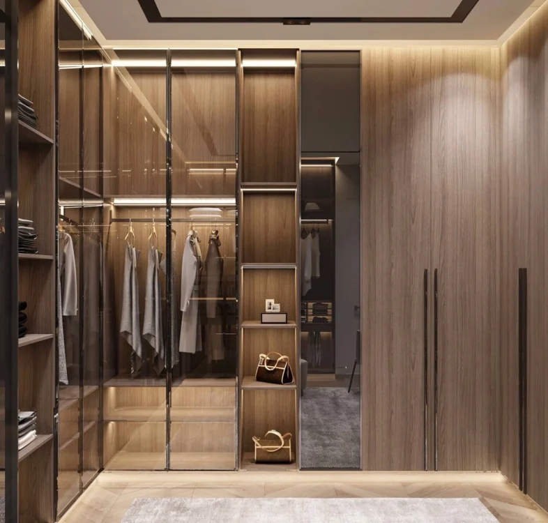 Timeless style in Dubai Villa Dressing Room Interior Design