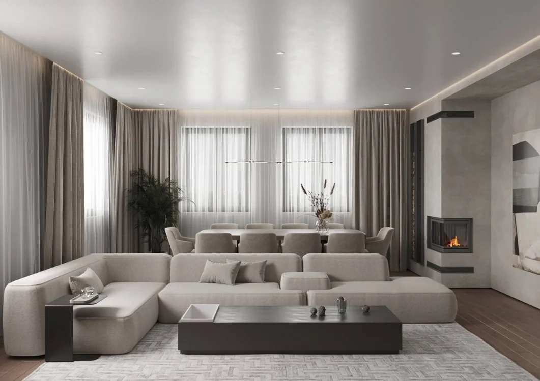 Chic Dubai Villa Living Room Interior Design.