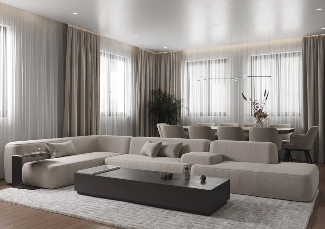 Elegant and sophisticated Villa Living Room Interior Design in Dubai.