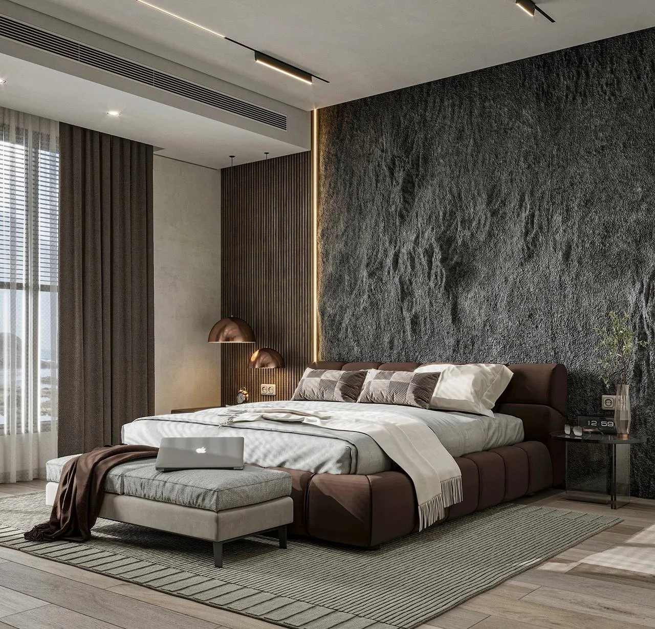 Elevated elegance defines this Penthouse Bedroom Interior Design in Dubai.