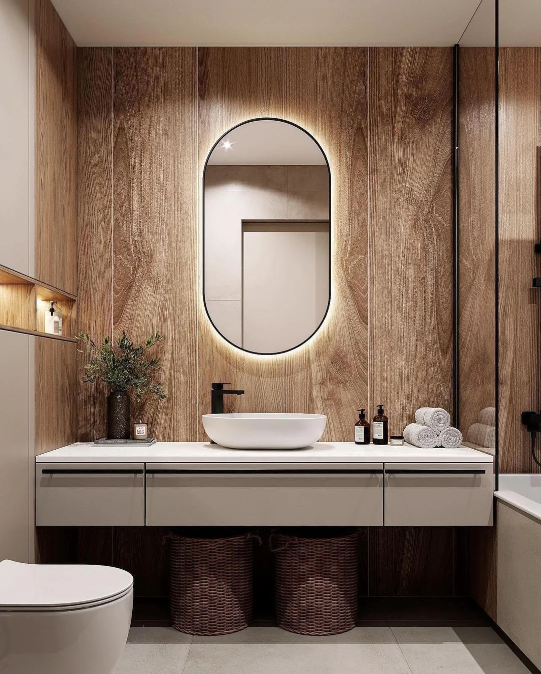 Futuristic allure in a Dubai Penthouse Bathroom Interior Design.