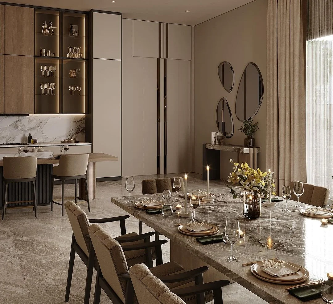 High-rise harmony in Dubai's Penthouse Dining Room Interior Design.