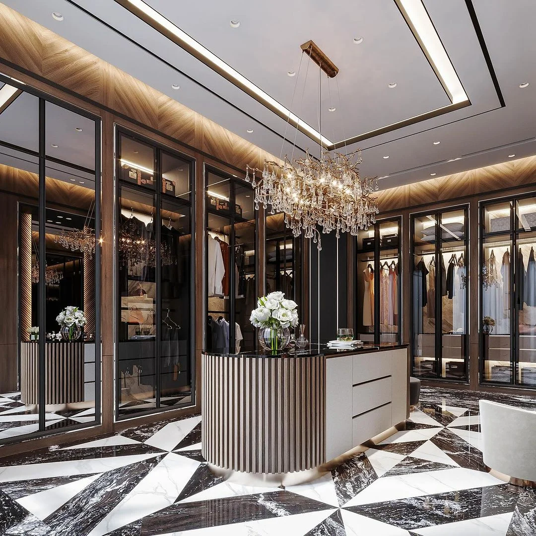 High-rise refinement in Dubai's Penthouse Dressing Room Interior Design.