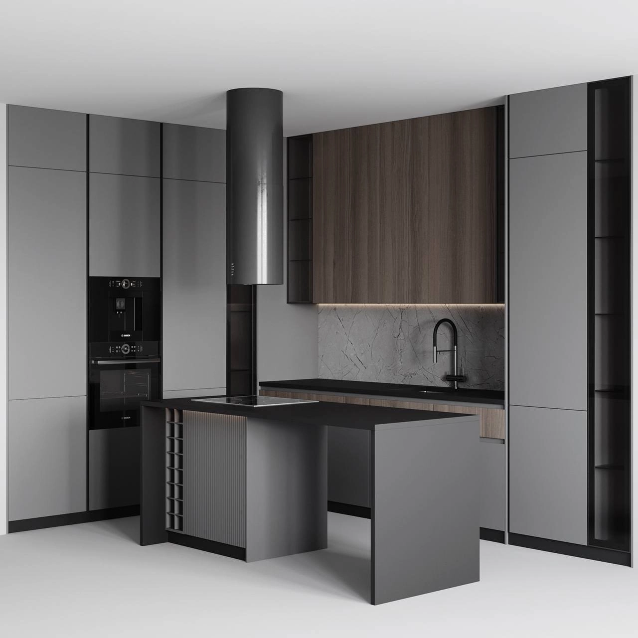 High-tech innovation in Dubai Apartment Kitchen Interior Design.