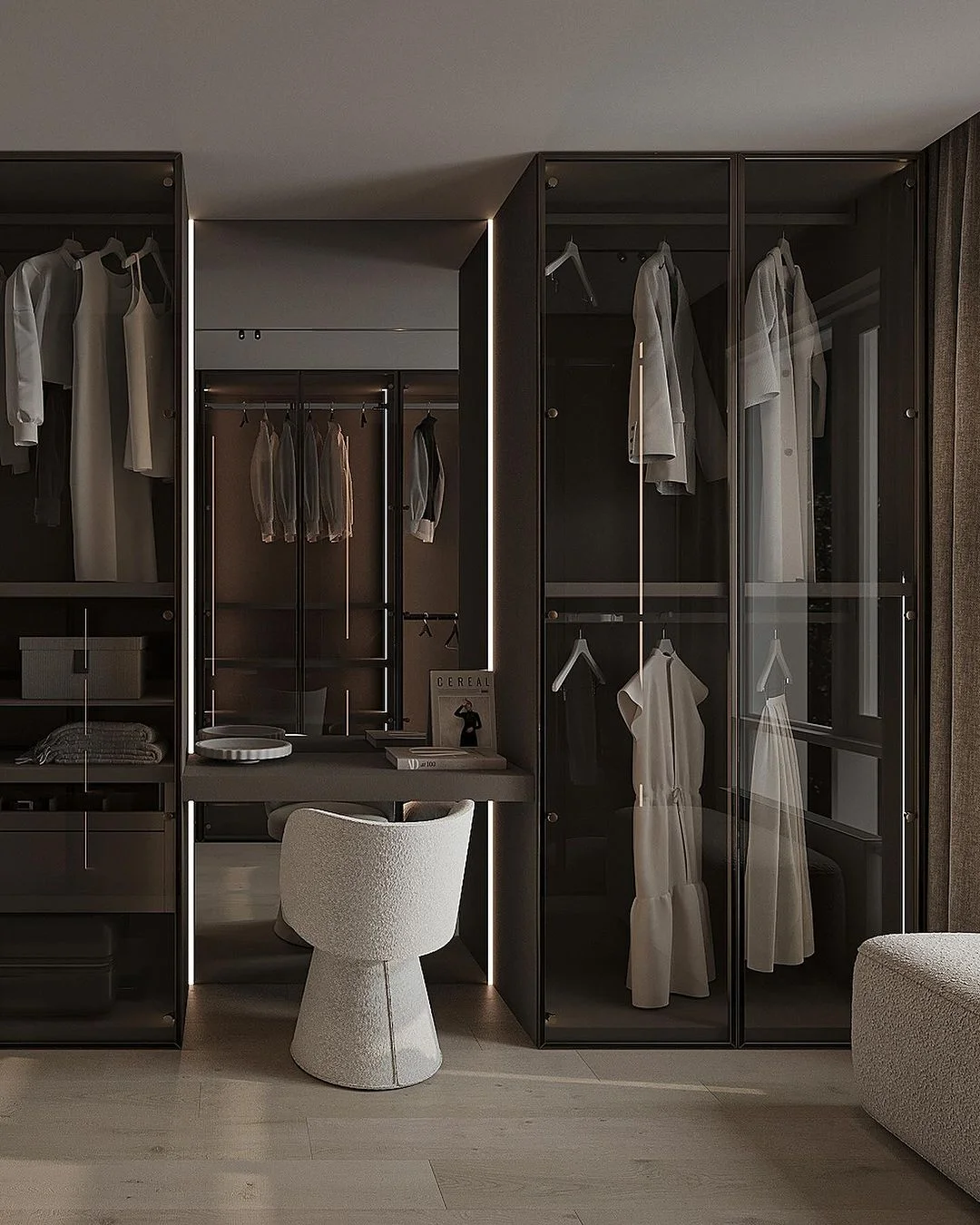 Luxe serenity in Penthouse Dressing Room Interior Design, Dubai.