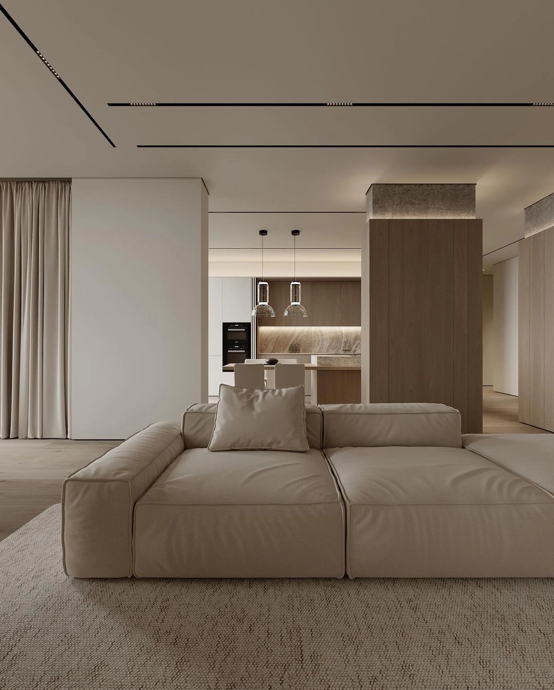 Minimalist Magic in Apartment Living Room Interior Design, Dubai