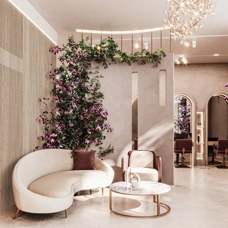 Contemporary Elegance Salon Hair Wash Area Interior Design in Dubai