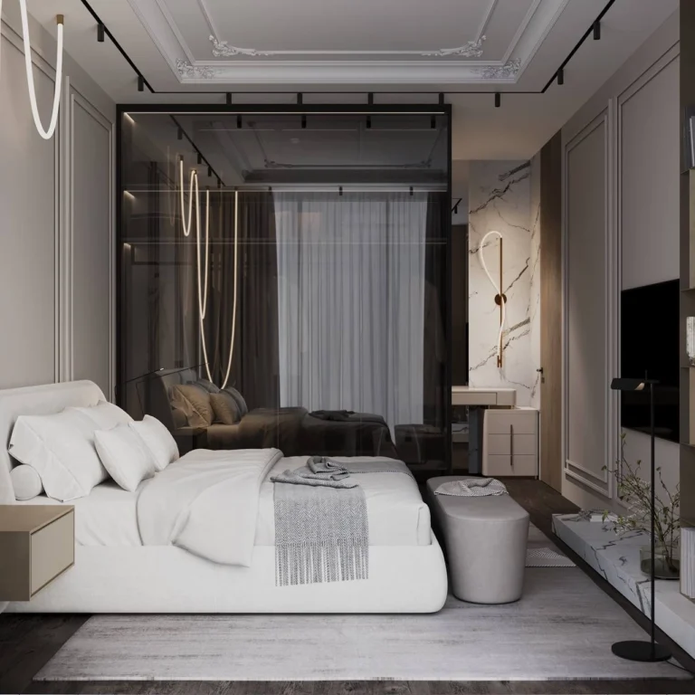 Modern sophistication in Dubai Apartment Bedroom Interior Design.