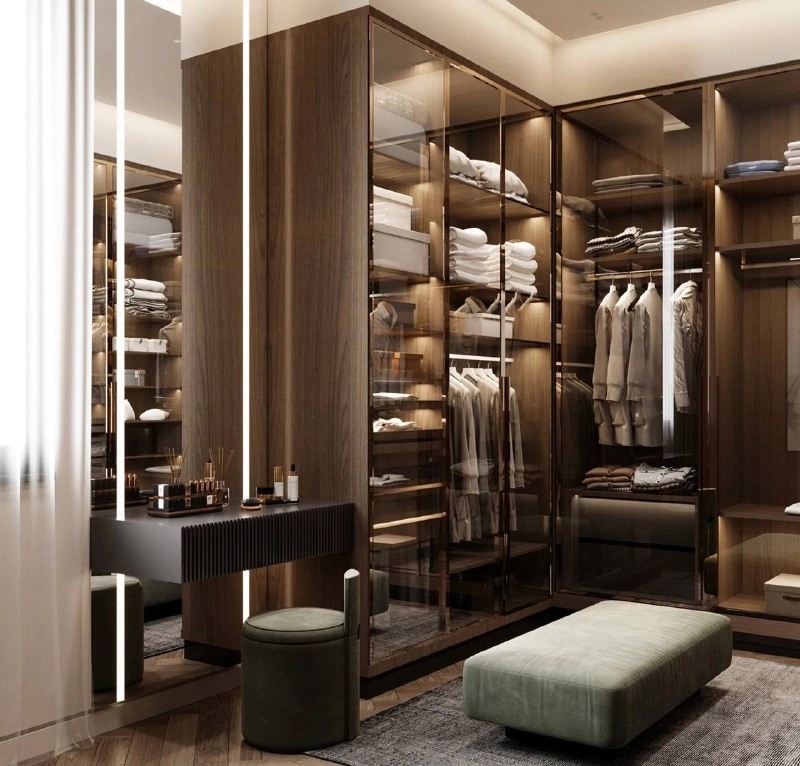 Opulent refinement showcased in Apartment Dressing Room Interior Design, Dubai.