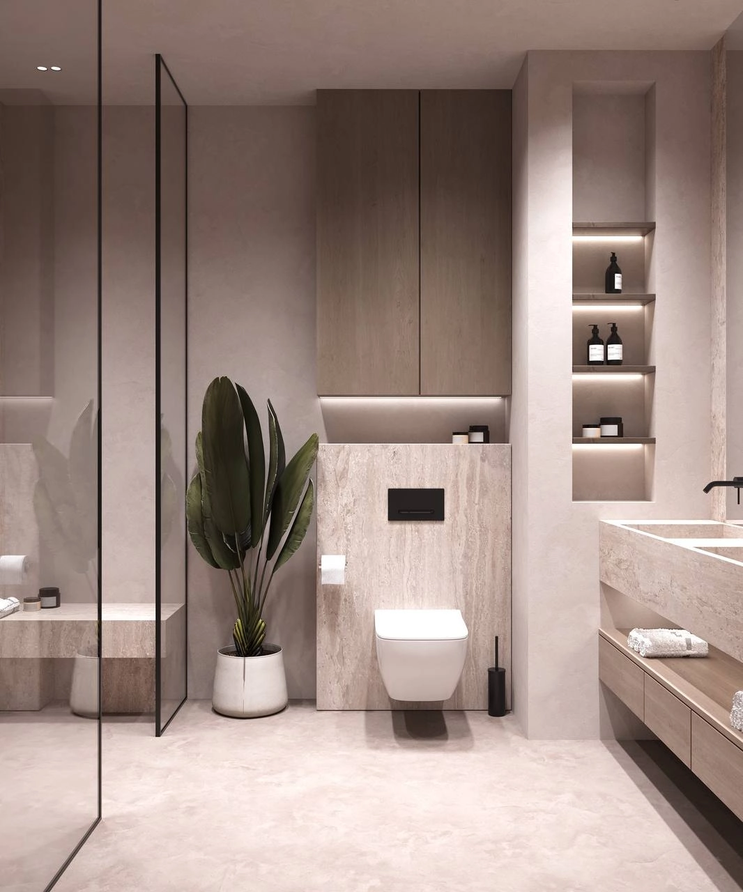 Serene escape in a Dubai Apartment Bathroom Interior Design.