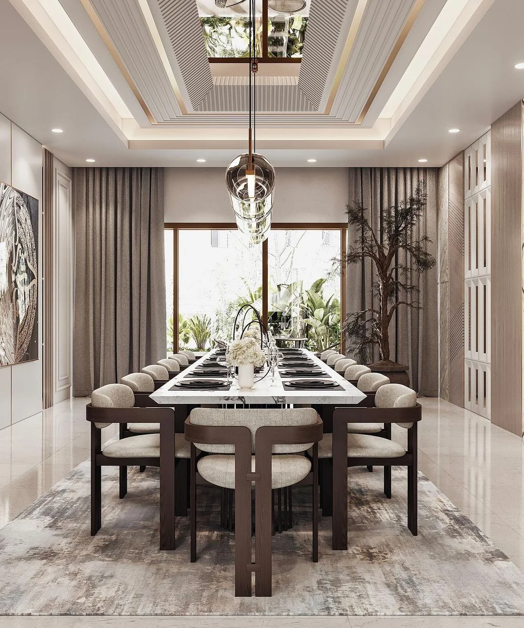 Sky-high sophistication in Penthouse Dining Room Interior Design, Dubai.