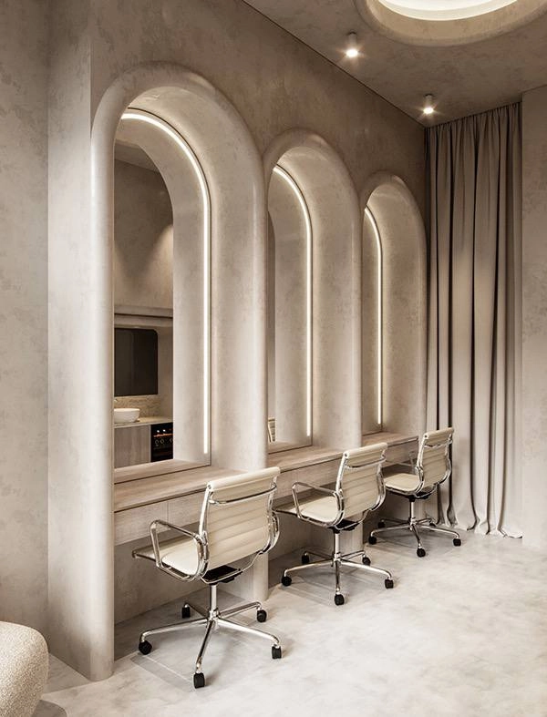 Traditional grandeur in Dubai's Salon Hair Station Area Interior Design with classic elegance.