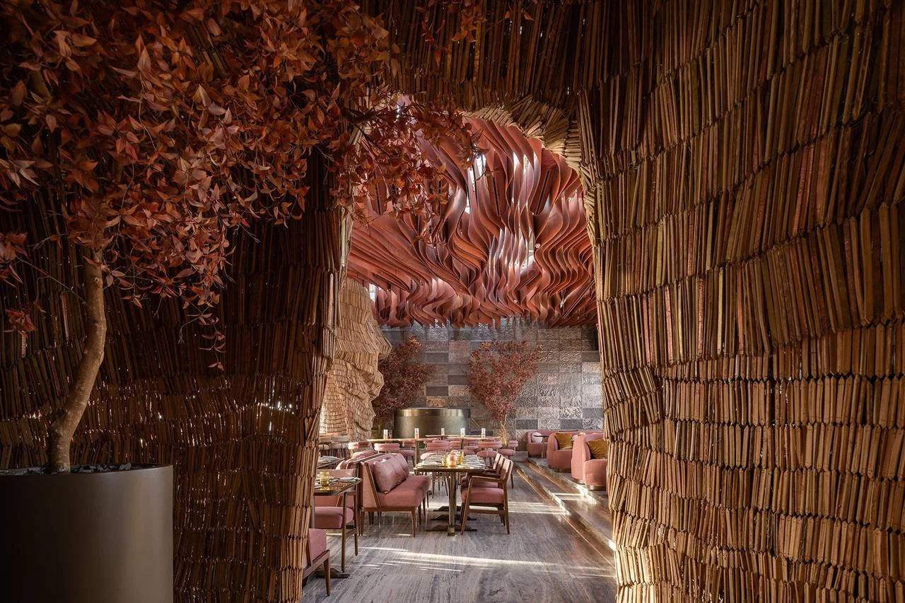 Urban Garden Atmosphere in Dubai Restaurant Interior Design.