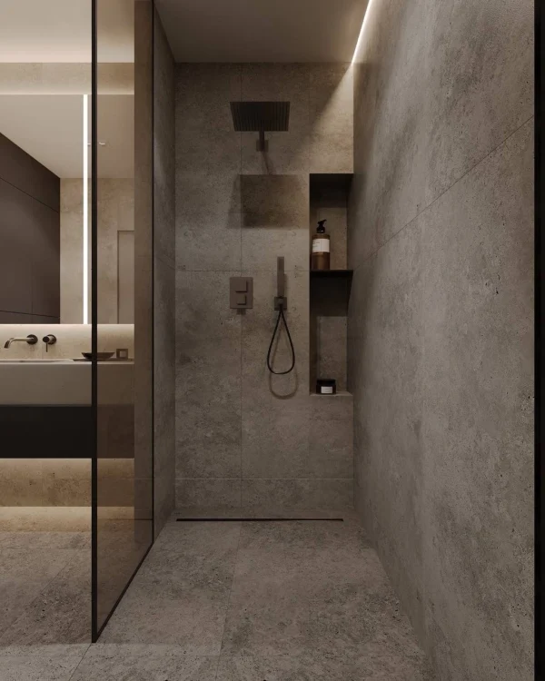 Traditional elegance in Dubai Villa Bathroom Interior Design.