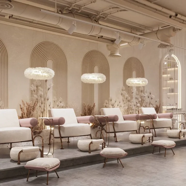 Vintage-inspired elegance in Salon Hair Station Area Interior Design, Dubai, with retro flair.