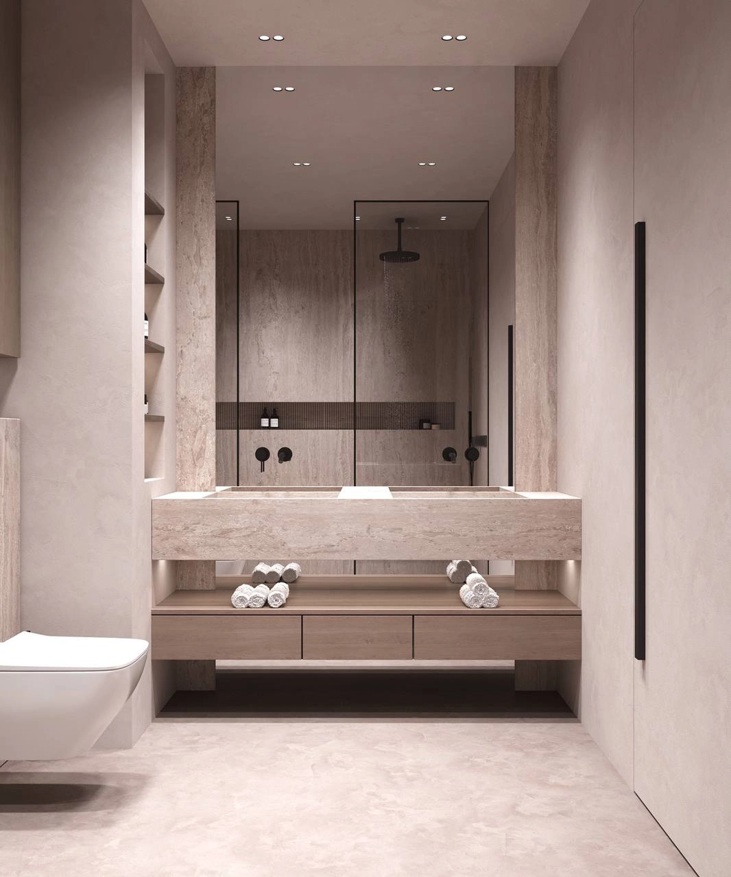 Vintage luxury elements in Apartment Bathroom Interior Design, Dubai.