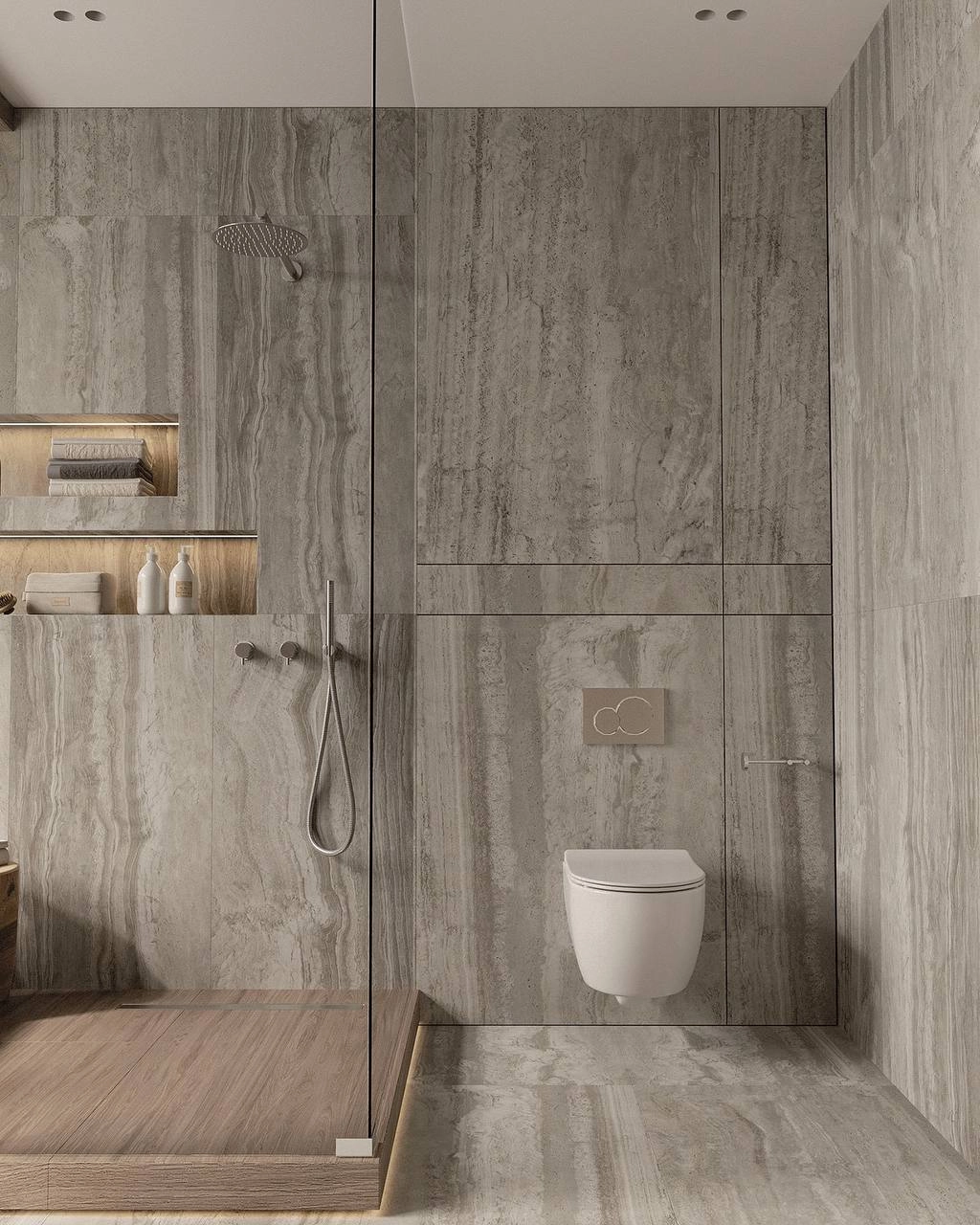 Zen harmony in a Dubai Apartment Bathroom Interior Design.