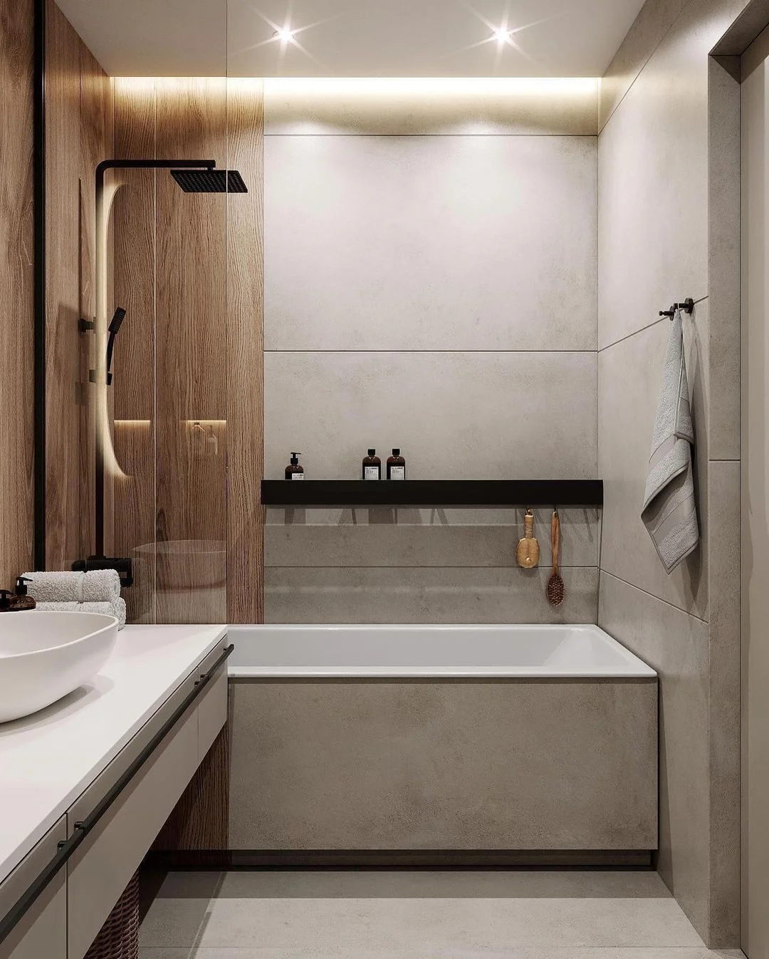 Zen-inspired tranquility in Penthouse Bathroom Interior Design, Dubai.