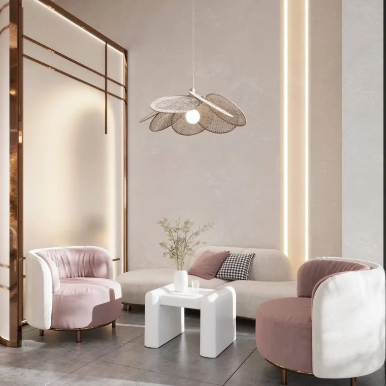 Zen-inspired calm in Salon Waiting Area Interior Design in Dubai, creating a peaceful retreat.