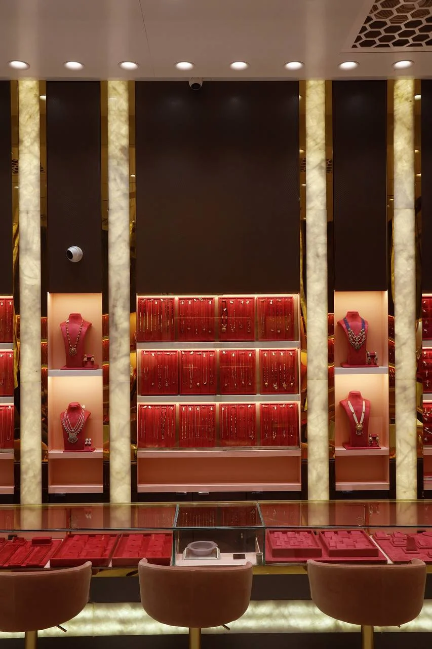 Vintage charm in the interior design of a Dubai jewellery shop.