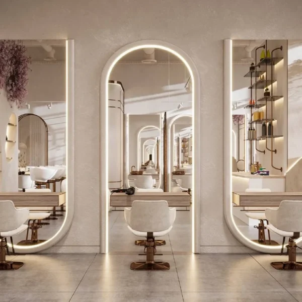 Sleek elegance in Salon Hair Station Area Interior Design, Dubai, showcasing contemporary beauty.